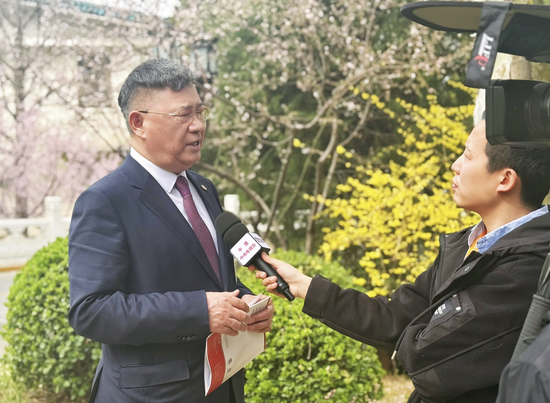 张玉良在论坛期间接受央视采访