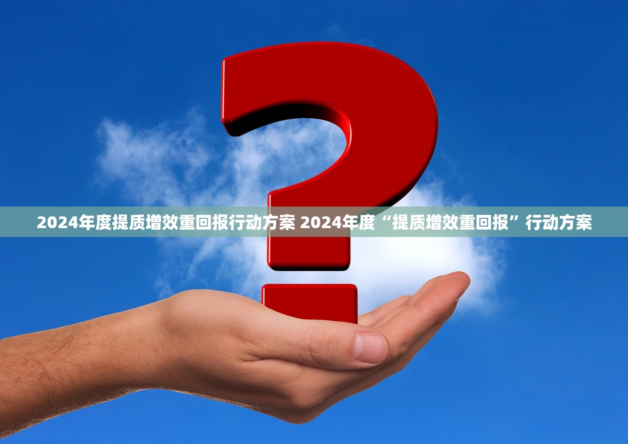 2024年度提质增效重回报行动方案 2024年度“提质增效重回报”行动方案